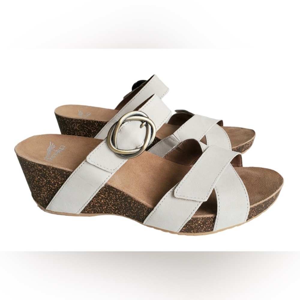 Dansko Susie Ivory Milled Nubuck Wedge Sandal Women's Size US 7.5 /EU 38
